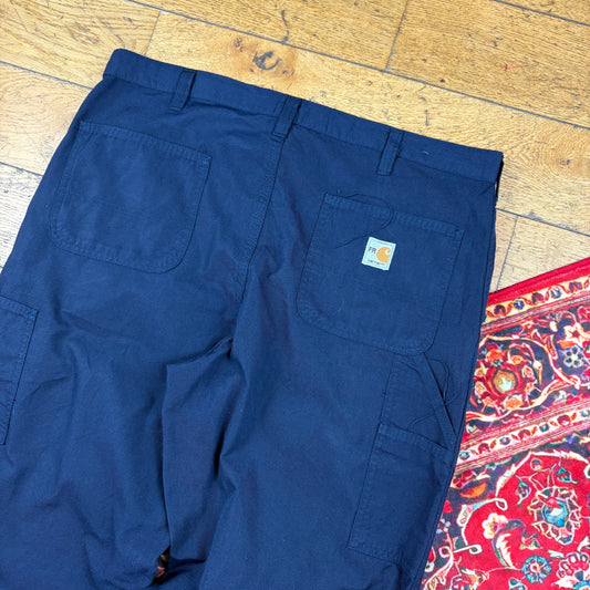 Vintage Carhartt Navy Workwear Carpenter Baggy Trousers - 38