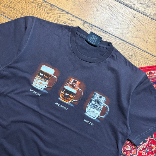 Vintage Brown Funny Beer Graphic T-Shirt - S