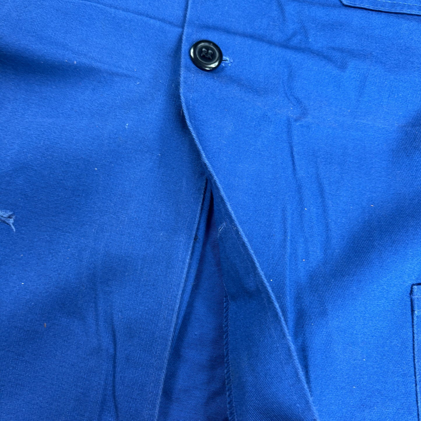 Vintage French Chore Workwear Jacket Blue Overcoat - L