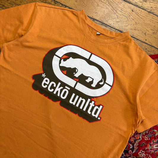 Vintage Ecko Unltd Orange Boxy Graphic T-Shirt - XL