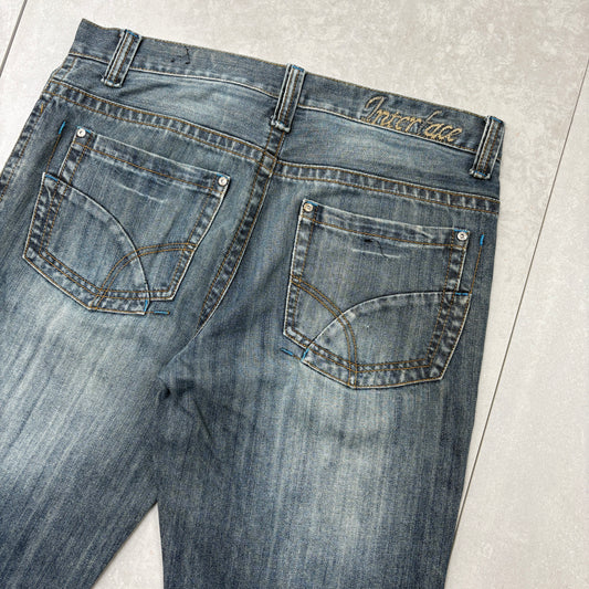 Vintage Embroidered Hip Hop Blue Baggy Shorts Jorts - 36