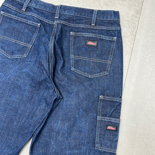 Vintage Dickies Workwear Carpenter Blue Baggy Shorts - 34