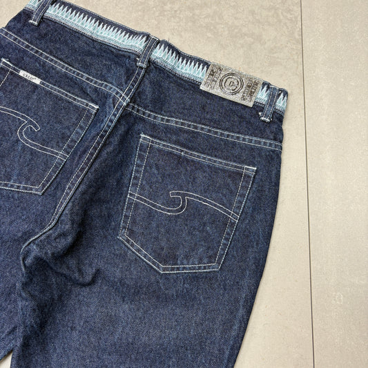 Vintage Embroidered Hip Hop Blue Shorts Jorts - 30