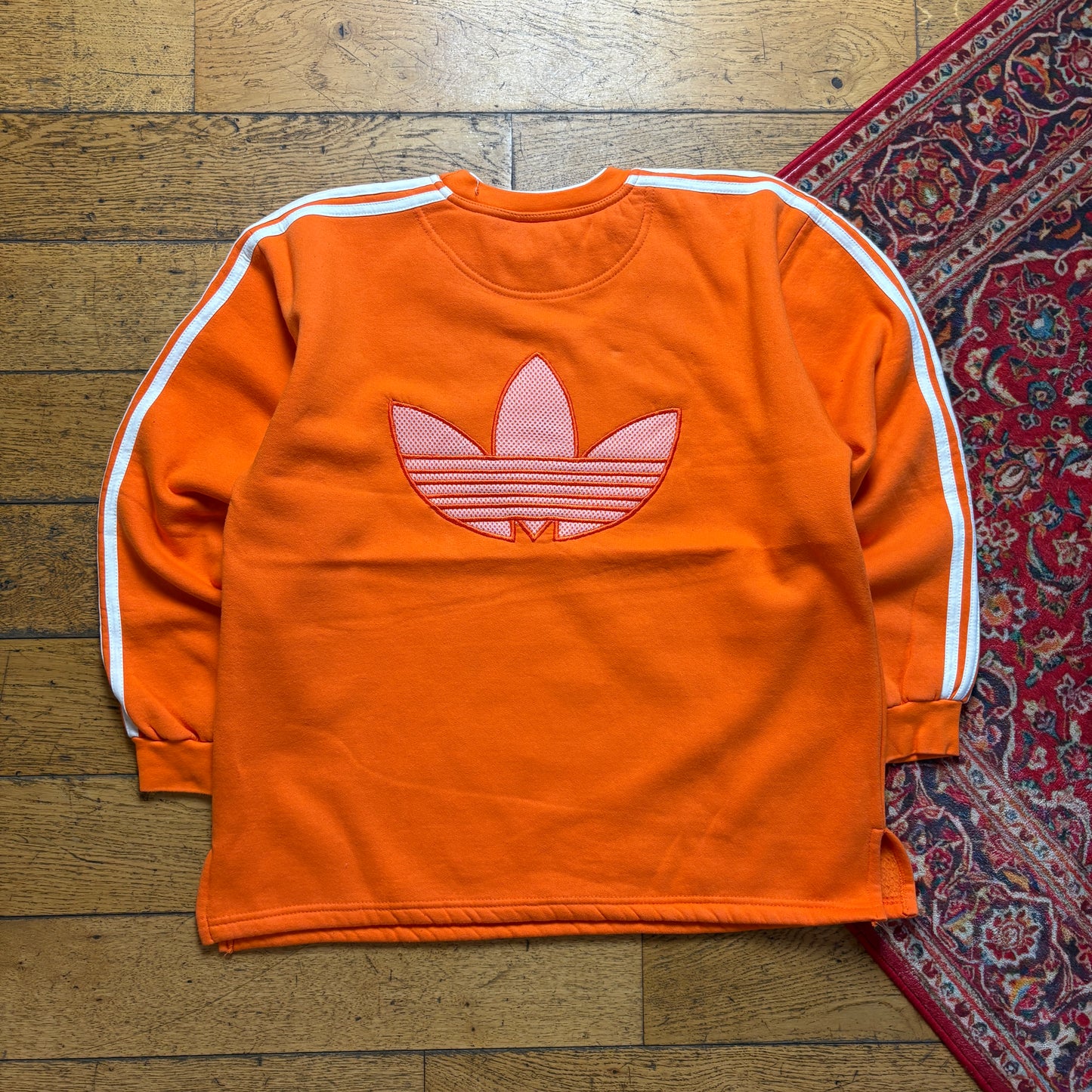 Vintage 90s Adidas Orange Embroidered Sweatshirt - XL