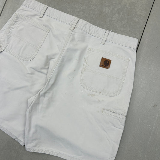 Vintage Carhartt Workwear Baggy Cream Carpenter Shorts - 40
