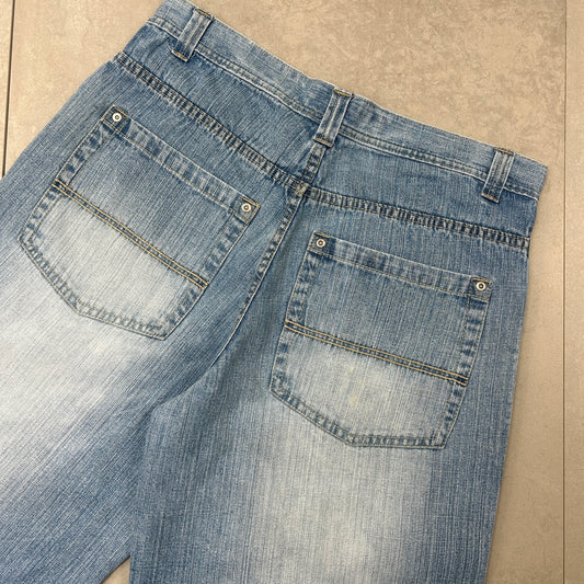 Vintage Southpole Embroidered Hip Hop Baggy Blue Shorts Jorts - 36