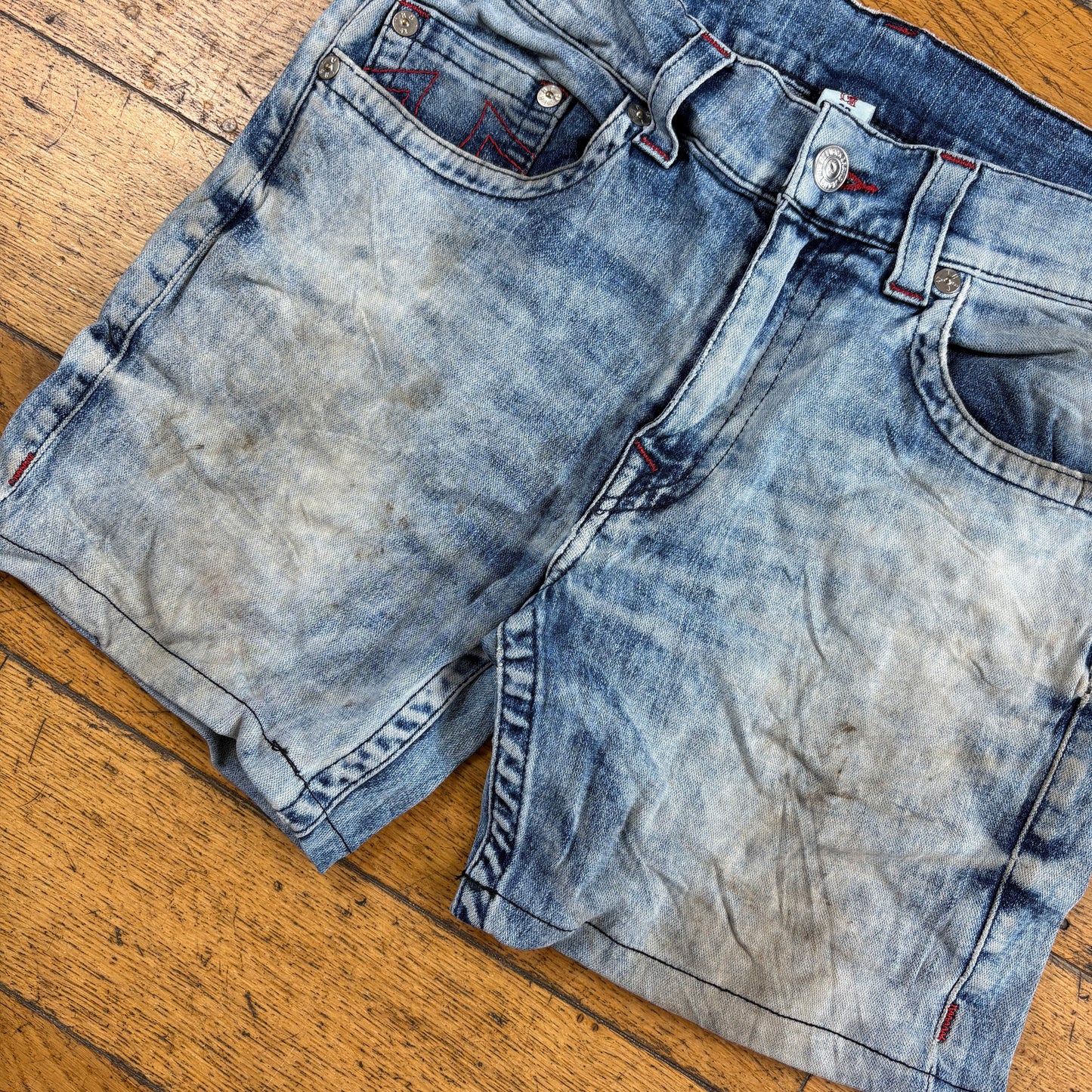 Vintage True Religion Blue Embroidered Y2K Shorts Jorts - 33