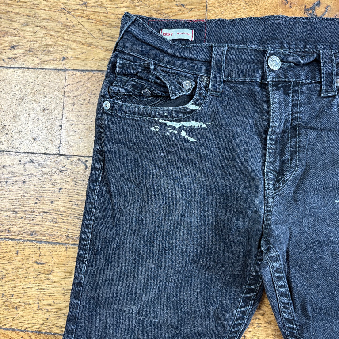 Vintage True Religion Black Embroidered Y2K Shorts Jorts - 34