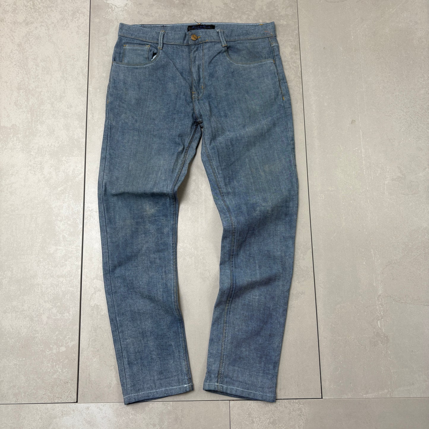Vintage Embroidered Hip Hop Blue Straight Jeans - 35