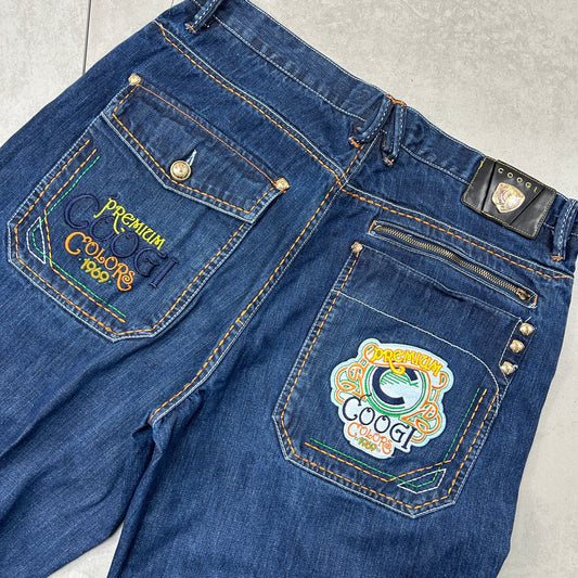 Vintage Coogi Embroidered Hip Hop Baggy Blue Shorts Jorts - 40