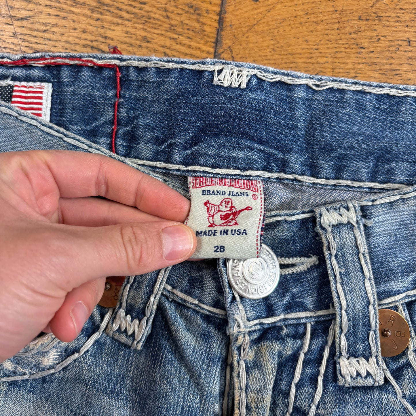 Vintage True Religion Blue Embroidered Y2K Shorts Jorts - 30