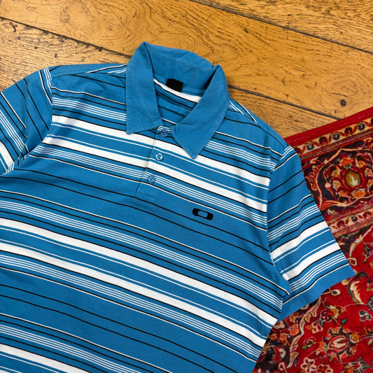 Oakley Blue Stripe Polo T Shirt - M