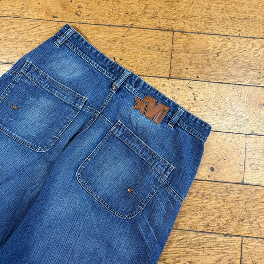 Vintage Mecca Embroidered Blue Hip Hop Baggy Shorts Jorts - 38