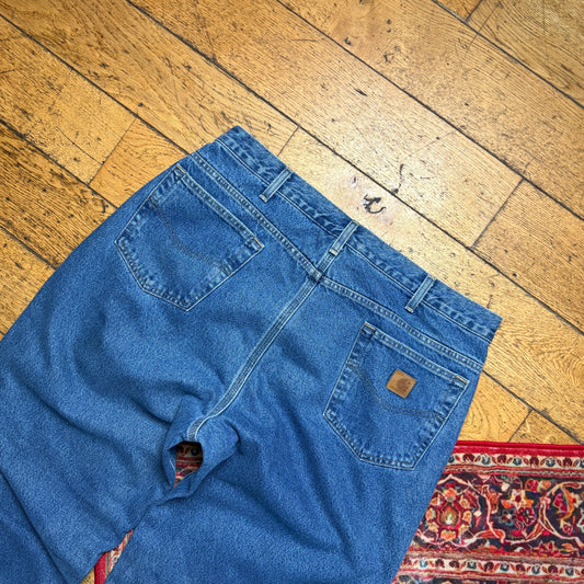 Vintage Carhartt Workwear Carpenter Baggy Blue Jeans - 38L