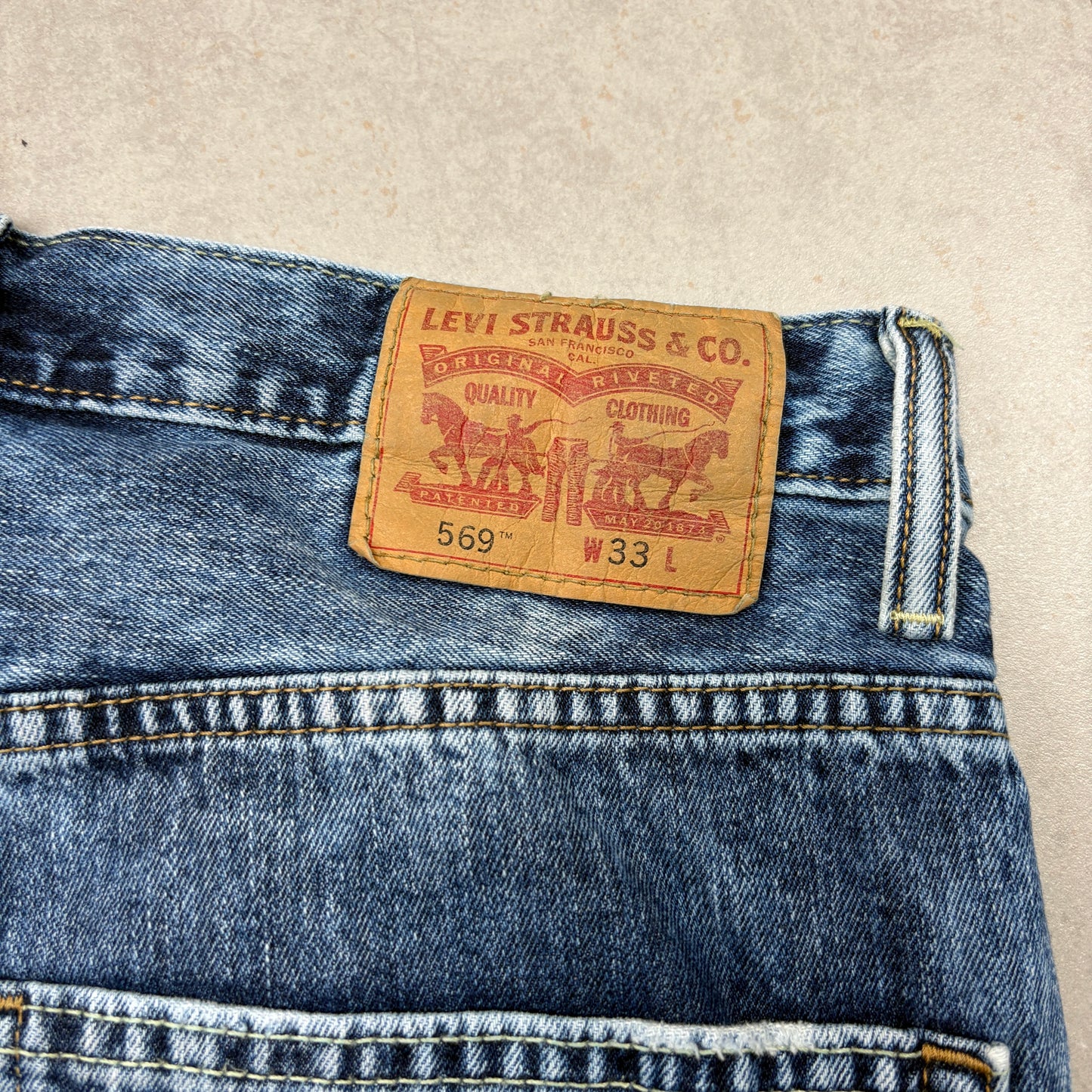 Vintage Levis 569 Blue Baggy Denim Shorts - 33