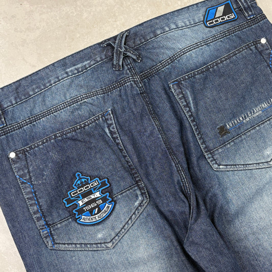 Vintage Coogi Embroidered Hip Hop Baggy Blue Jeans - 44