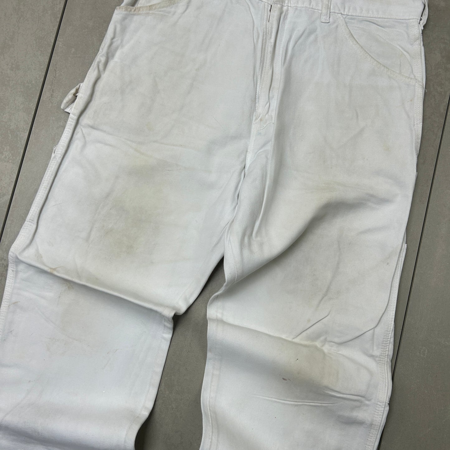 Vintage Dickies Workwear Carpenter Baggy White Trousers - 33