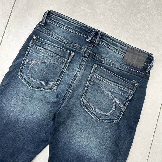 Vintage Embroidered Hip Hop Baggy Blue Jeans - 33