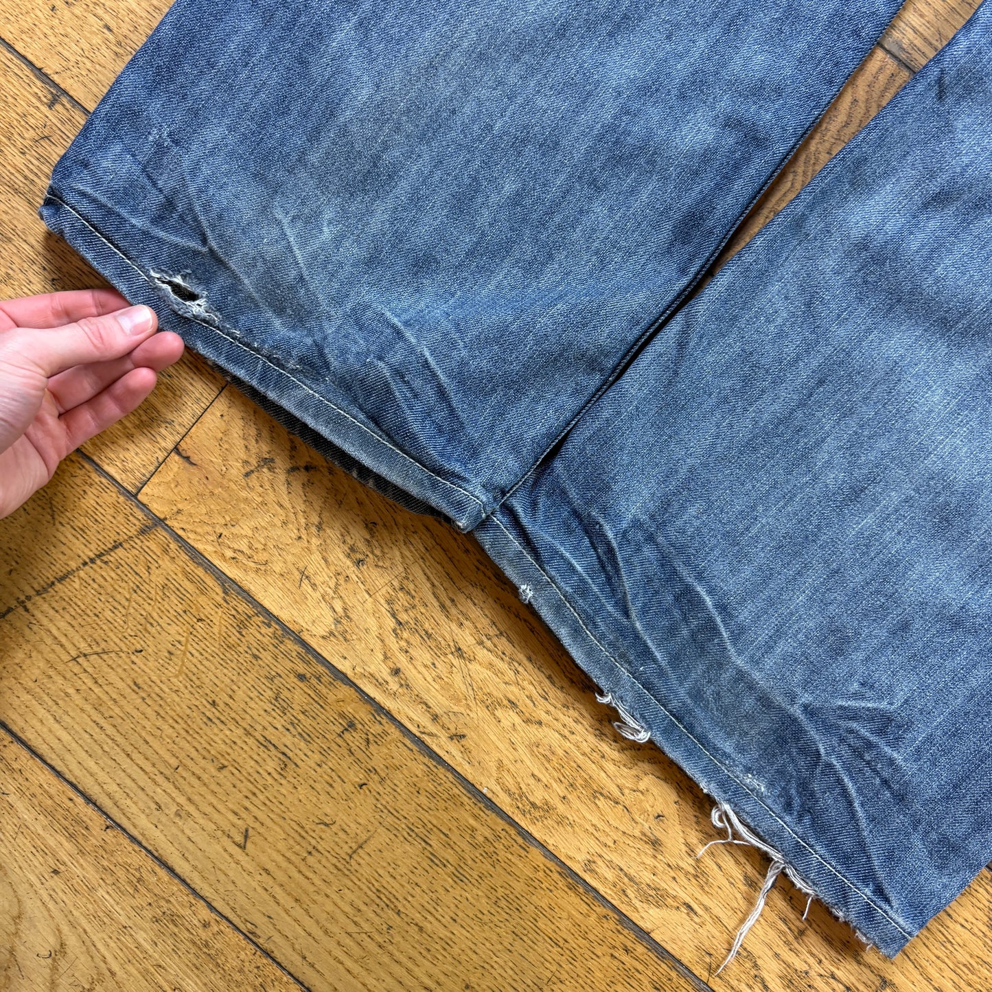 Vintage Helix Blue Embroidered Y2K Hip Hop Bootcut Baggy Jeans - 38