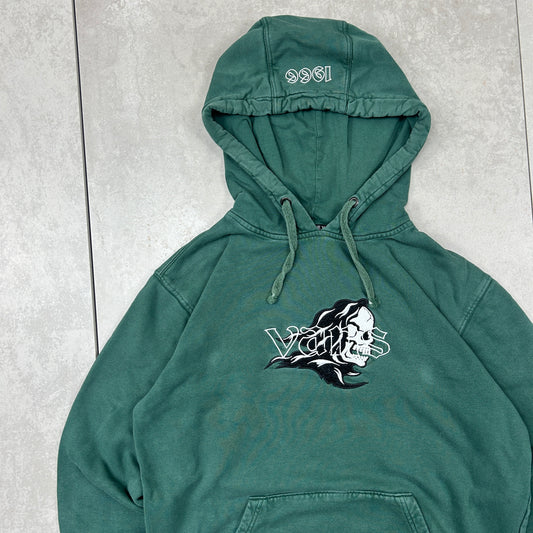 Vintage 00s Vans Embroidered Green Hoodie Skate Grim Reaper Sweatshirt - S