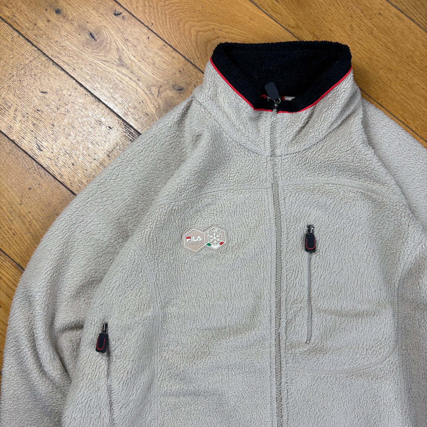 Vintage Fila Cream Embroidered Fleece Sweatshirt - L