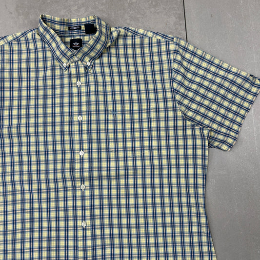 Vintage Dockers Blue Yellow Check Short Sleeve Shirt - XL