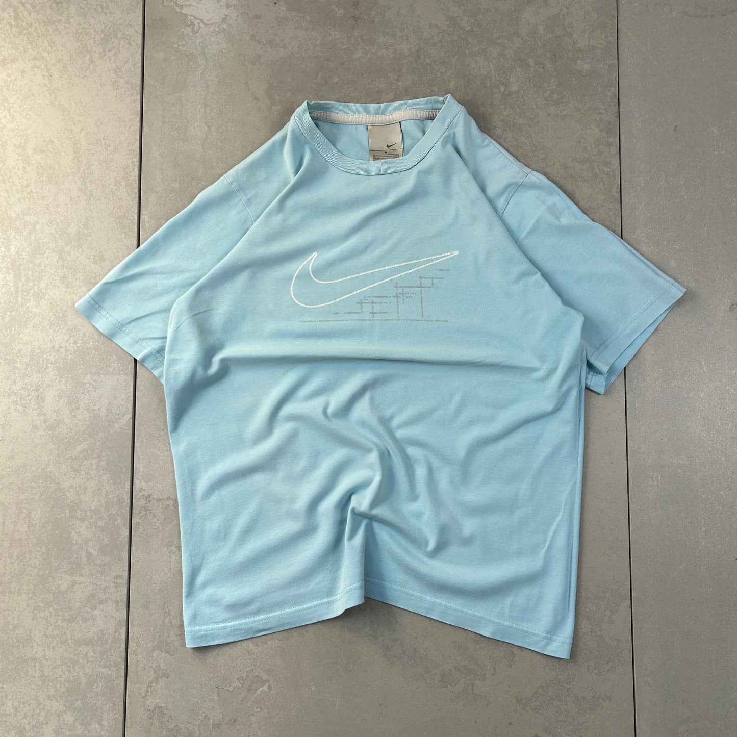 Vintage 00s Nike Swoosh Silver Tag Baby Blue T-Shirt - S