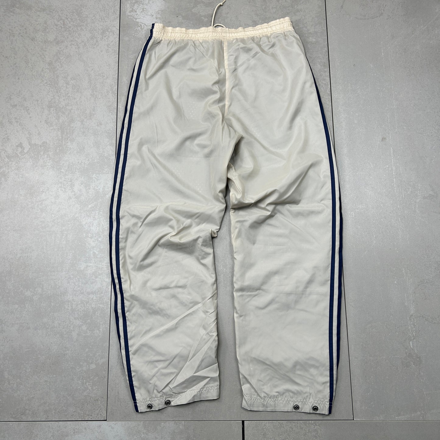 Vintage Adidas Cream Baggy Tracksuit Sweatpants Track Pants Bottoms - M