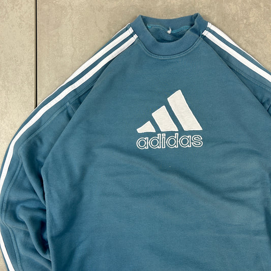 Vintage 00s Adidas Blue Embroidered Sweatshirt - M