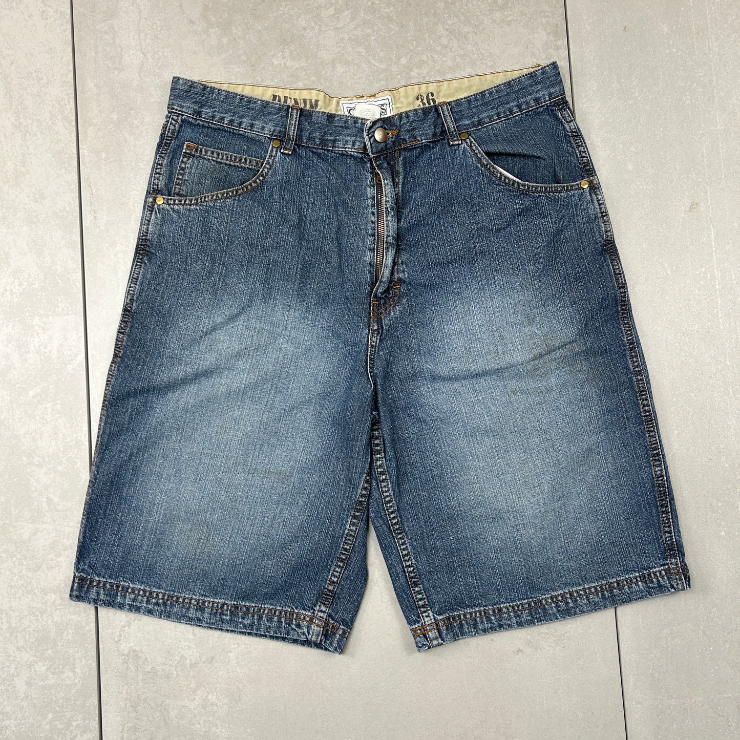 Vintage Embroidered Hip Hop Baggy Blue Shorts Jorts - 38