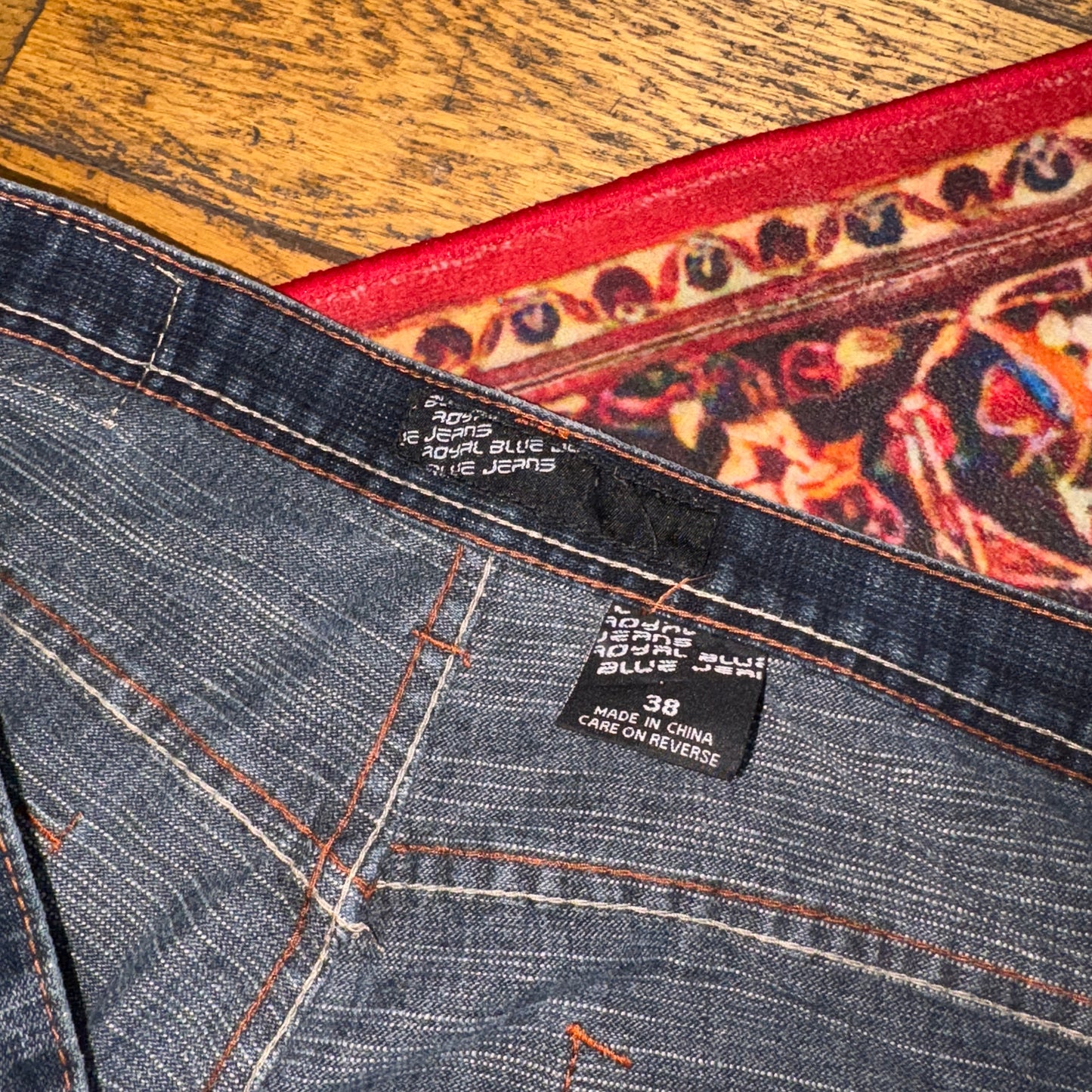 Vintage Royal Blue Embroidered Y2K Hip Hop Baggy Jeans Shorts Jorts - 40