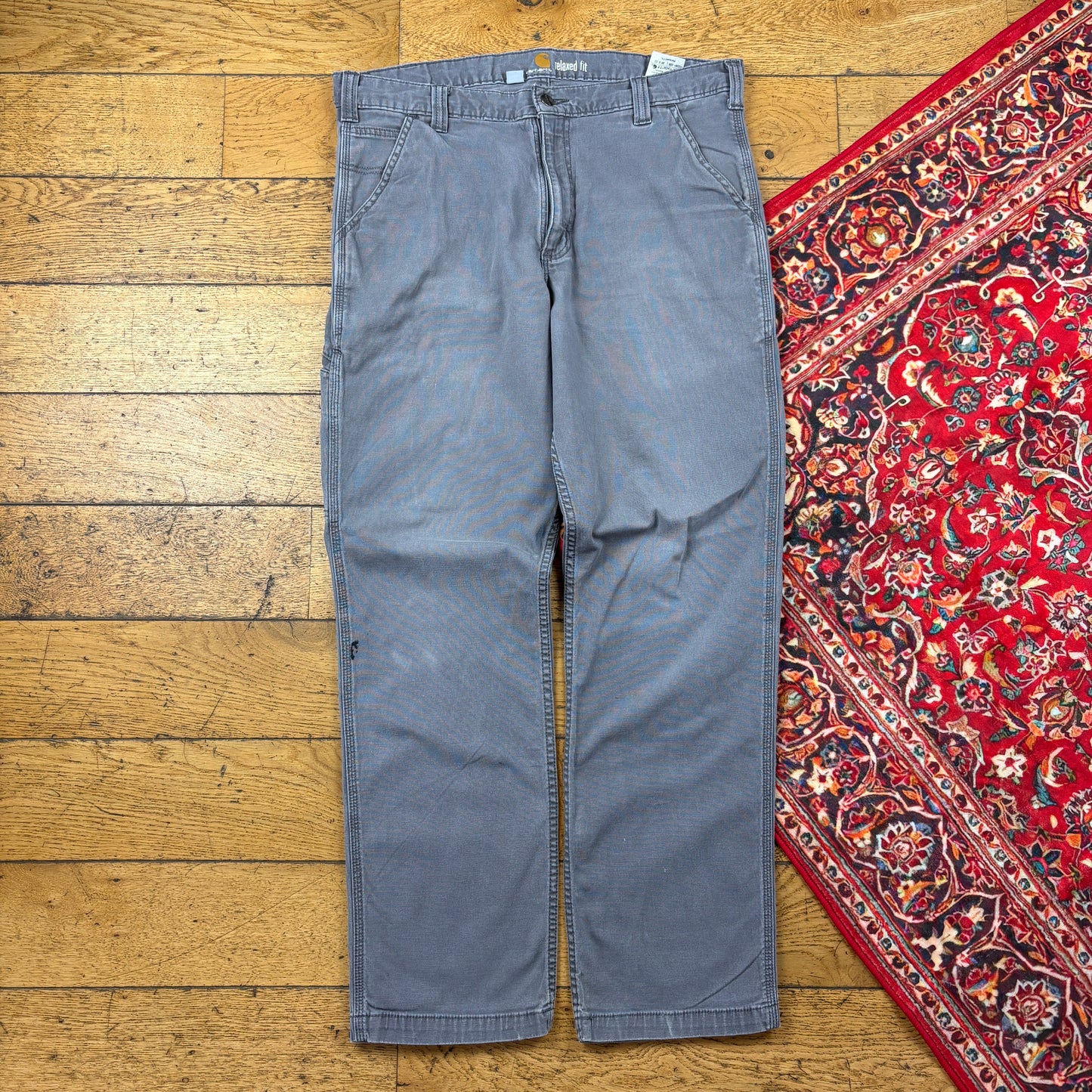 Vintage Carhartt Grey Workwear Carpenter Trousers - 36