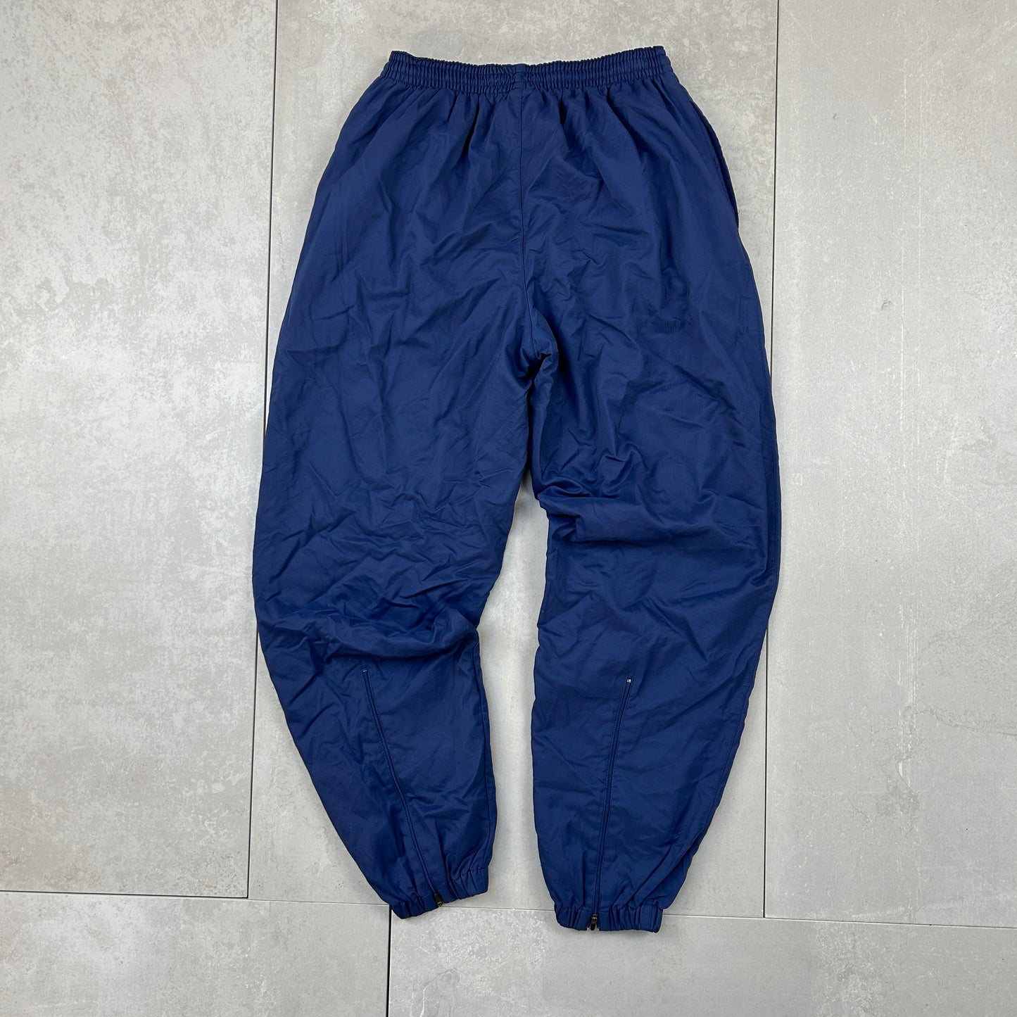 Vintage y2k Nike Baggy Cuffed Swoosh Navy Track Pants Tracksuit Bottoms - L