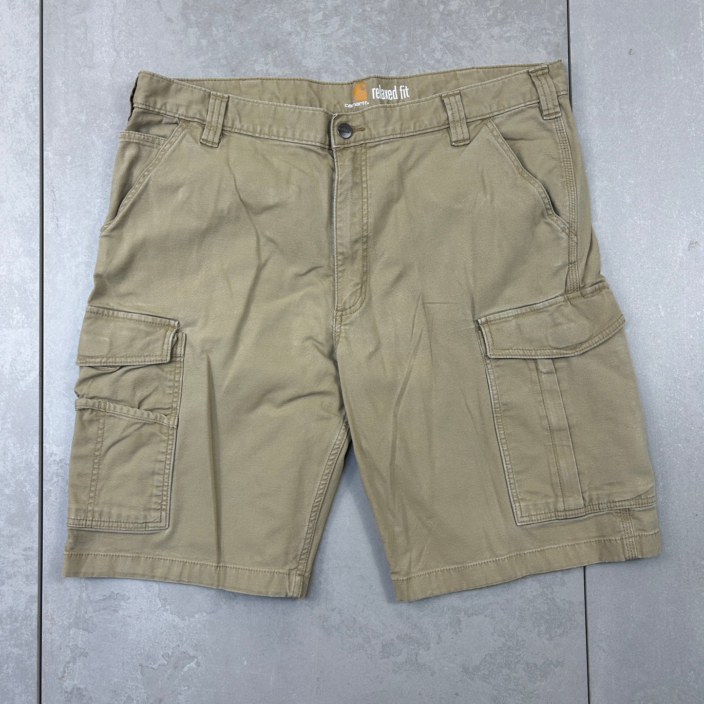 Vintage Carhartt Workwear Baggy Cream Brown Carpenter Shorts - 40