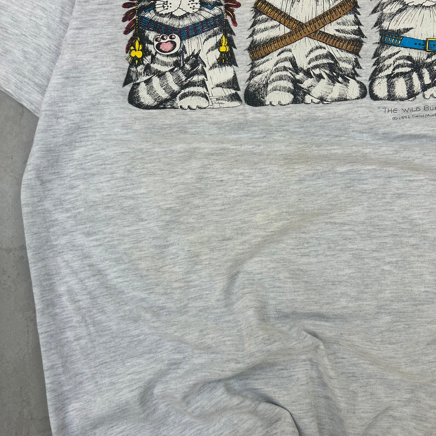 Vintage 1992 Single Stitch Cat Graphic Grey T-shirt - Small
