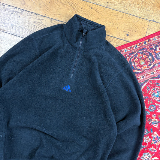 Vintage 90s Adidas Black Embroidered Fleece Sweatshirt - M