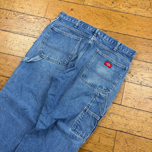 Vintage Dickies Blue Workwear Carpenter Baggy Jeans - 36