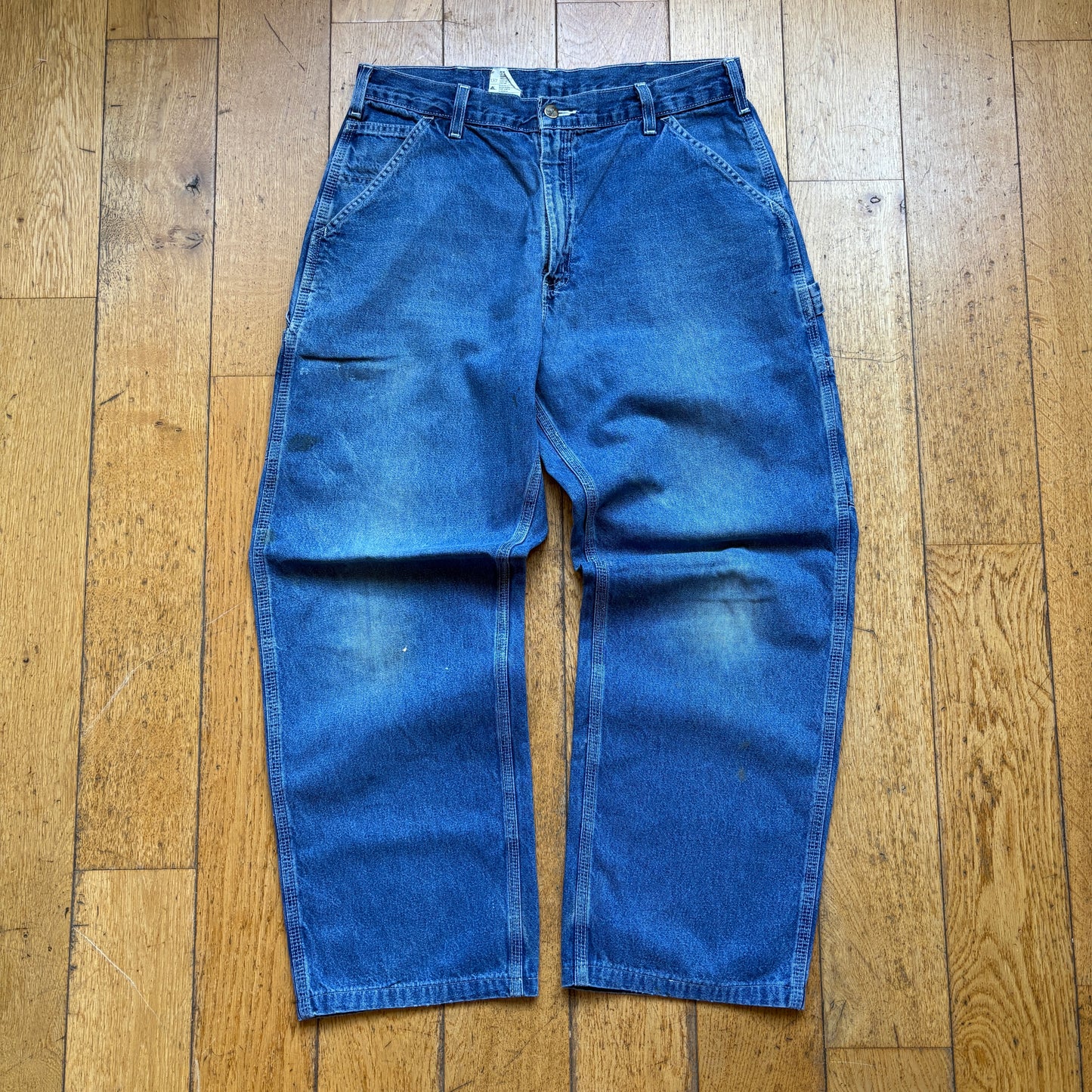 Vintage Carhartt Workwear Carpenter Blue Baggy Trousers - 34