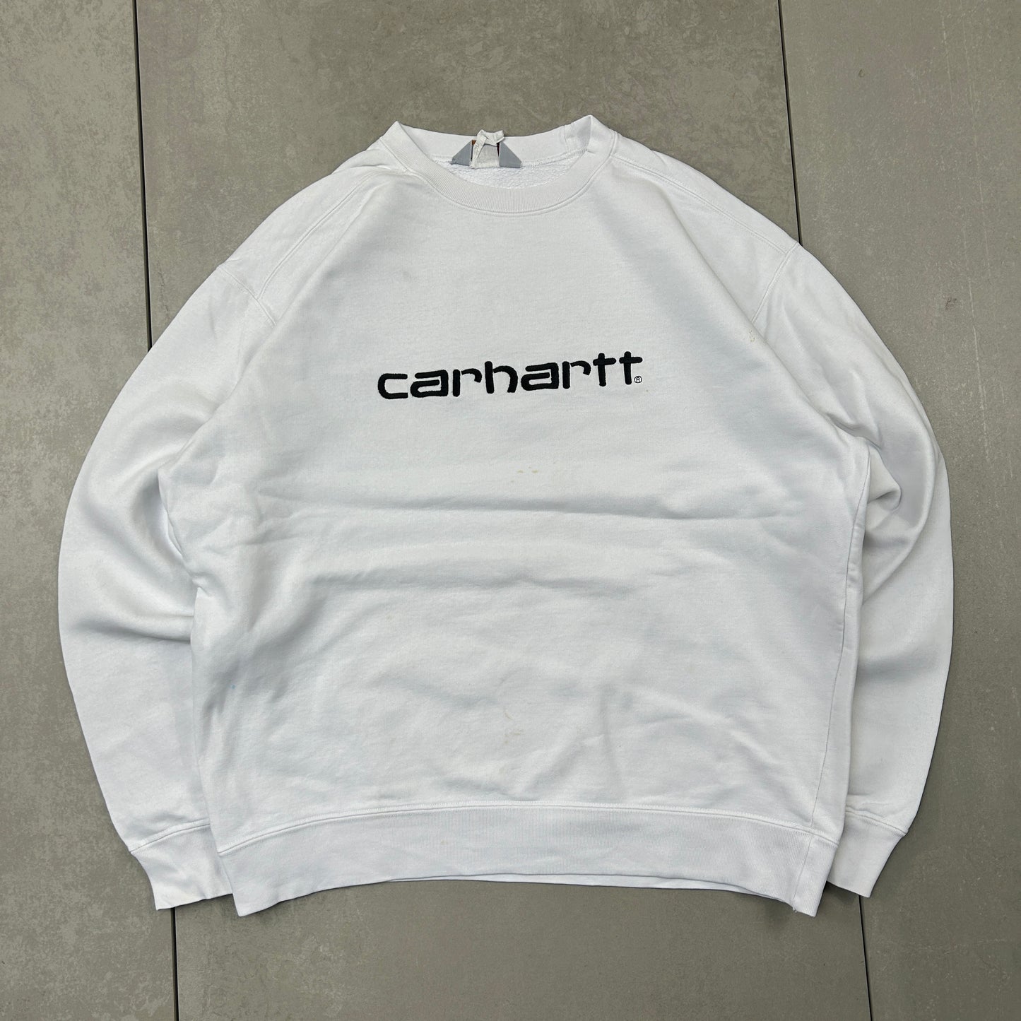 Vintage Carhartt White Embroidered Sweatshirt - XL
