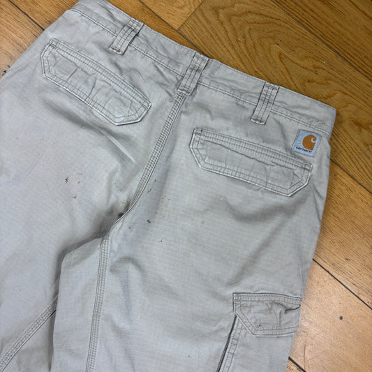 Vintage Carhartt Cream Workwear Baggy Carpenter Shorts - 33