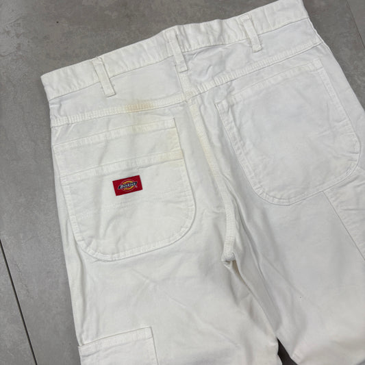 Vintage Dickies Workwear White Double Knee Carpenter Baggy Trousers - 32