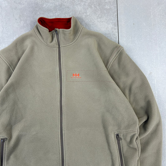 Vintage 90s Helly Hansen Khaki Embroidered Fleece Sweatshirt - XL