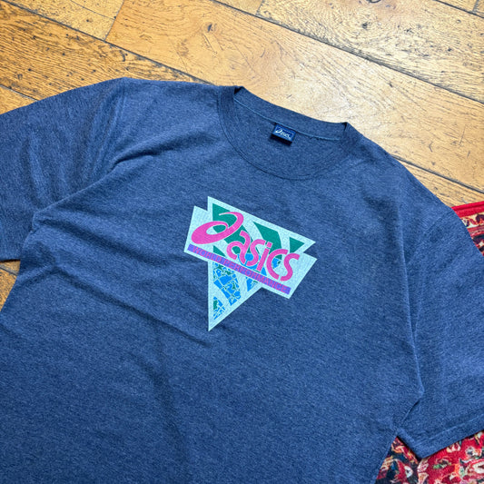 Vintage ASICs Blue Graphic T-Shirt - L