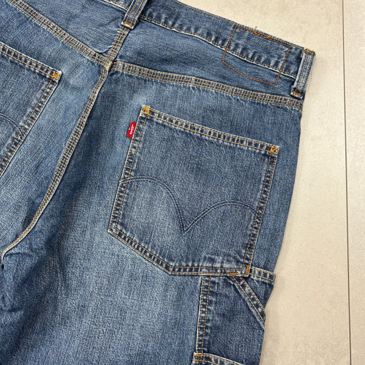 Vintage Levis Blue Baggy Carpenter Denim Shorts - 36