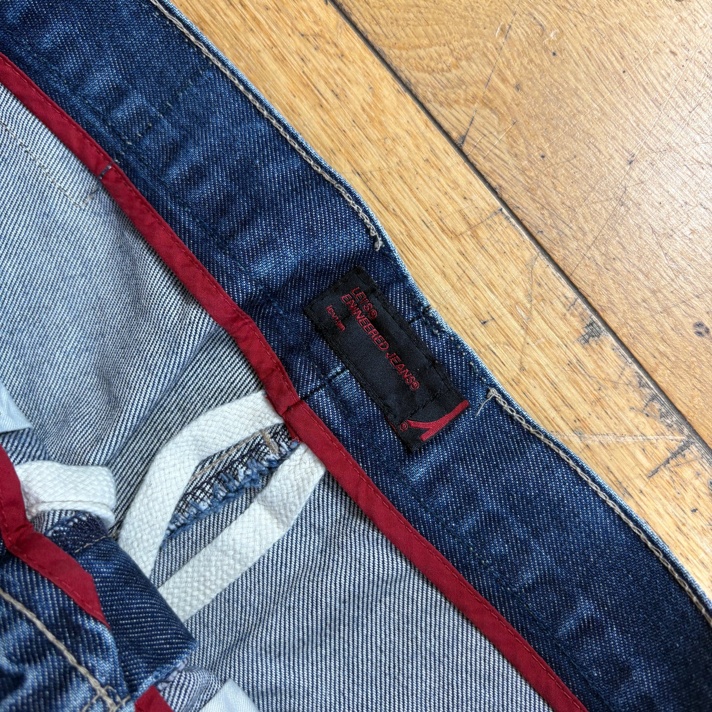 Vintage Levis Engineered Baggy Selvedge Rare Blue Denim Jeans -