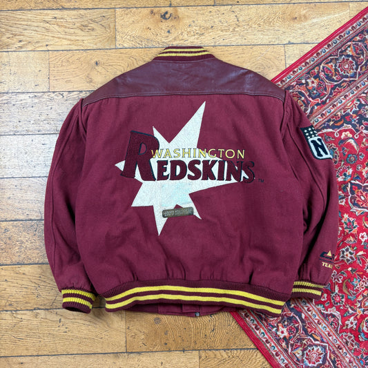 Vintage 90s NFL Washington Redskins Varisty Leather Embroidered Jacket - XL