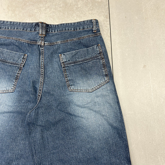 Vintage Embroidered Hip Hop Baggy Blue Shorts Jorts - 38