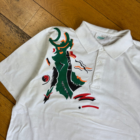 Vintage Crane White Polo Shirt - L