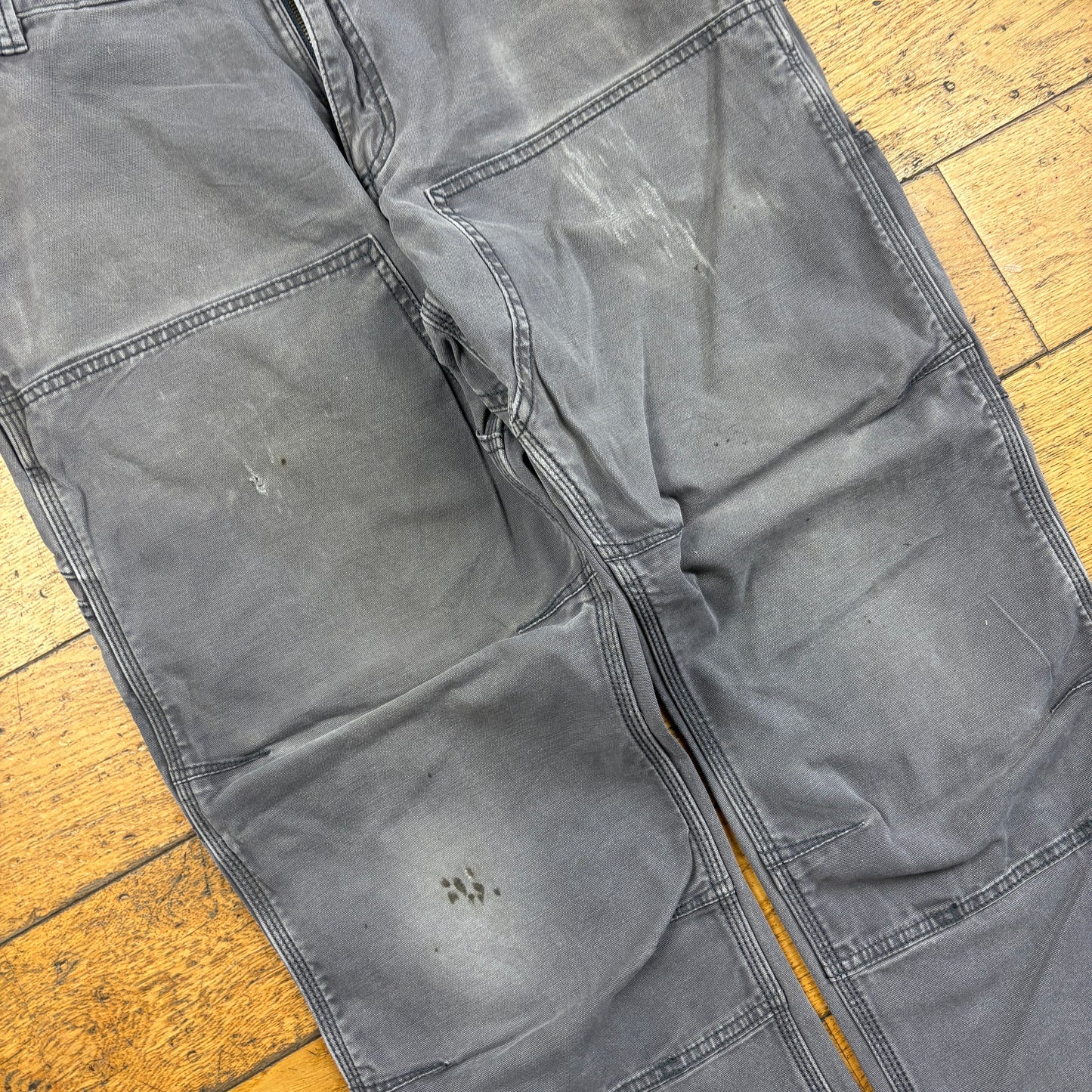 Vintage Carhartt Grey Double Knee Workwear Carpenter Baggy Trousers - 36