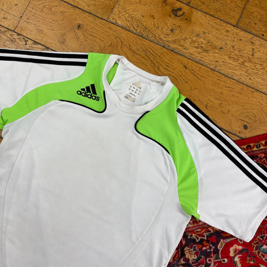 Vintage Adidas White Green Graphic T-Shirt - S